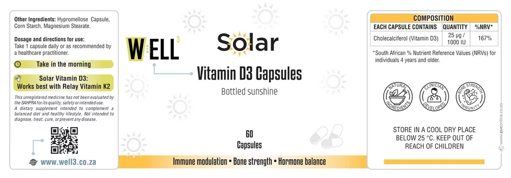 SOLAR — Vitamin D3 (Cholecalciferol) product label